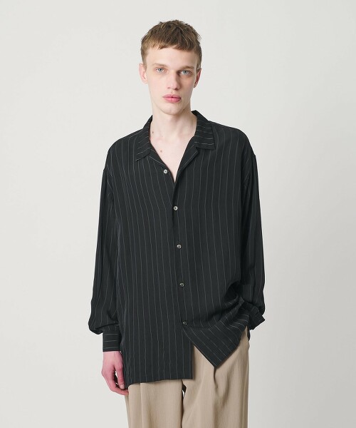 ＜monkey time＞銅氨纖維條紋襯衫