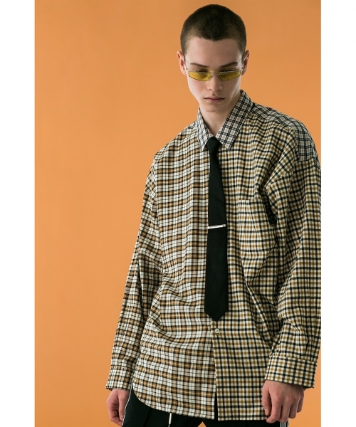 <monkey time> TARTAN CHECK PANEL OVER SIZED REG/襯衫