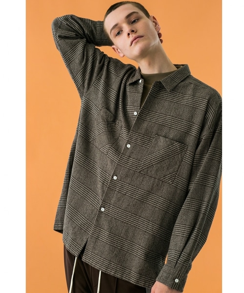<monkey time> VTG CHECK WIDE SHIRT/寬版襯衫