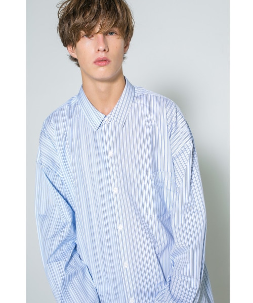 <monkey time> STRIPE PANEL OVER SIZED REG/襯衫