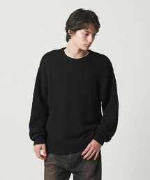 ＜monkey time＞棉竹節紗圓領針織