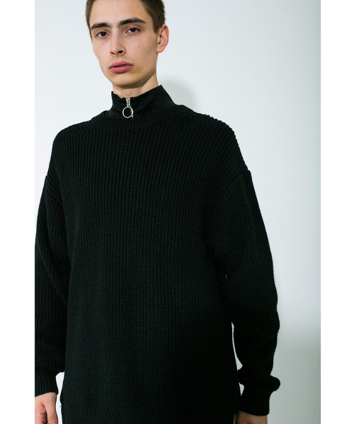 <monkey time> PE AZE SIDE ZIP CREWNECK KNIT/針織毛衣