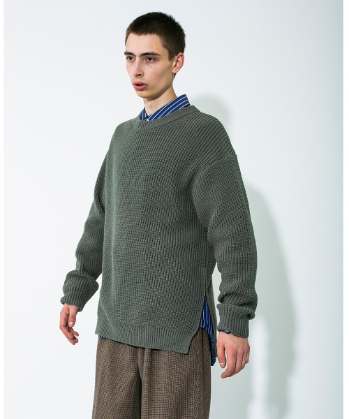 <monkey time> PE AZE SIDE ZIP CREWNECK KNIT/針織毛衣