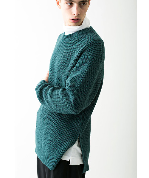<monkey time> PE AZE SIDE ZIP CREWNECK KNIT/針織毛衣