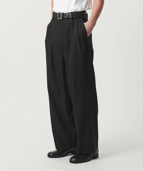 ＜monkey time＞斜紋2摺寬版直筒西裝褲