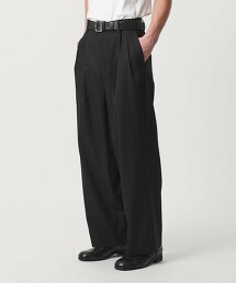 ＜monkey time＞斜紋2摺寬版直筒西裝褲