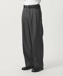 ＜monkey time＞斜紋2摺寬版直筒西裝褲