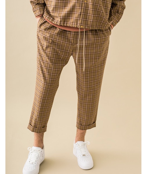 <monkey time> TW TARTAN CHECK DROPPED ANKLE/9分褲