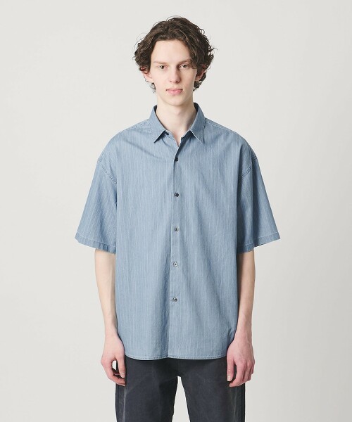 ＜monkey time＞4oz條紋牛仔襯衫