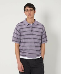 ＜monkey time＞絲光加工USA美國棉橫條紋POLO衫