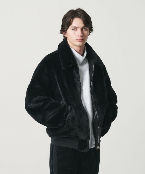 ＜monkey time＞仿皮草軍裝短外套