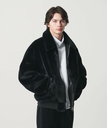 ＜monkey time＞仿皮草軍裝短外套