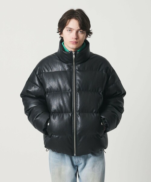 ＜monkey time＞仿皮革羽絨外套