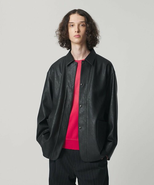 ＜monkey time＞仿皮革工裝外套