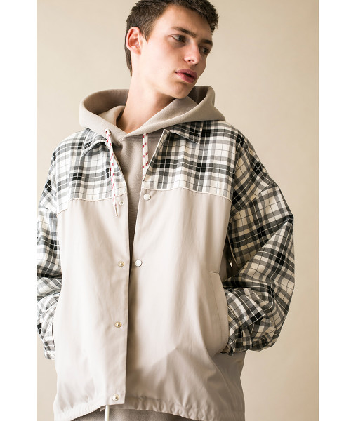 <monkey time> CHECK PANEL COACH JACKET/教練夾克