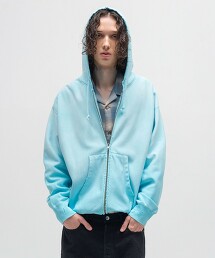 ＜monkey time＞褪色魚鱗布雙拉鍊連帽上衣