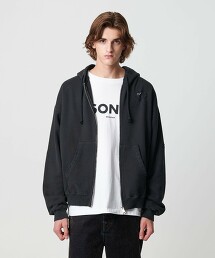 <monkey time>魚鱗布破壞感雙拉鍊連帽外套