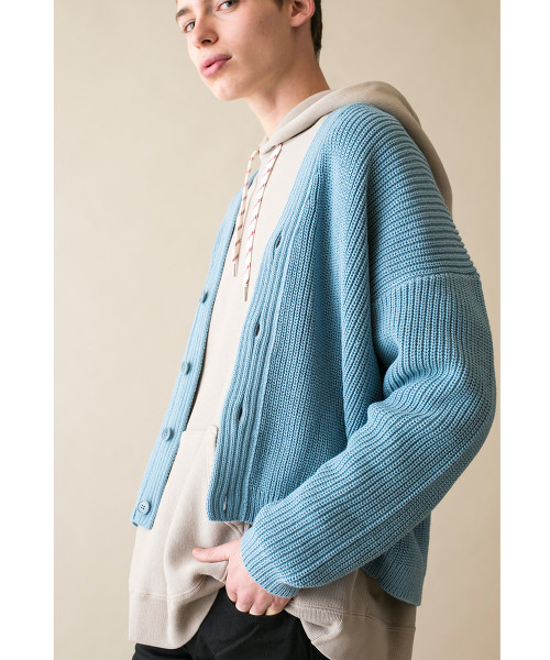 <monkey time> PE WAFFLE CROPPED V/CARDIGAN/短版對襟外套