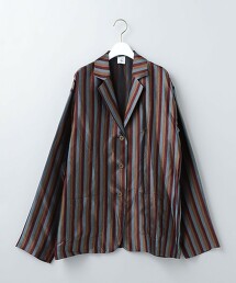 ＜6(ROKU)＞CUPRA STRIPE SHIRT JACKET/襯衫夾克 日本製