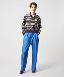 ＜6(ROKU)＞天鵝絨橫條紋POLO衫 日本製