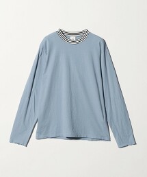 ＜6(ROKU)＞棉喀什米爾羊毛橫條紋滾邊上衣 日本製