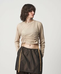 ＜6(ROKU)＞細針腳棉抽繩長袖上衣 日本製