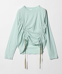 ＜6(ROKU)＞細針腳棉抽繩長袖上衣 日本製