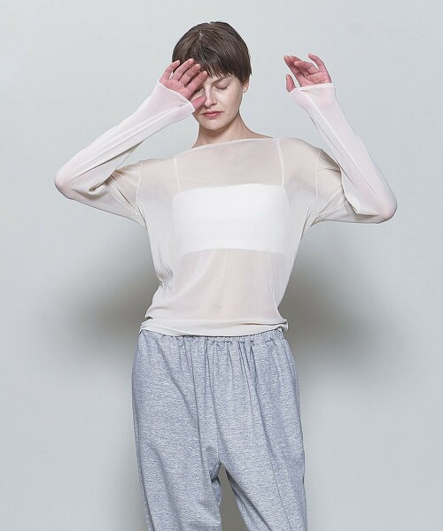 ＜6(ROKU)＞NYLON TULLE PULLOVER 23SS/上衣 日本製