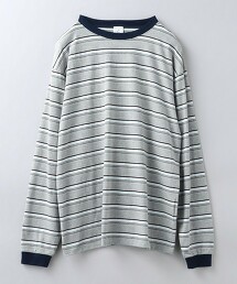 ＜6(ROKU)＞橫條紋長袖棉質T恤 日本製