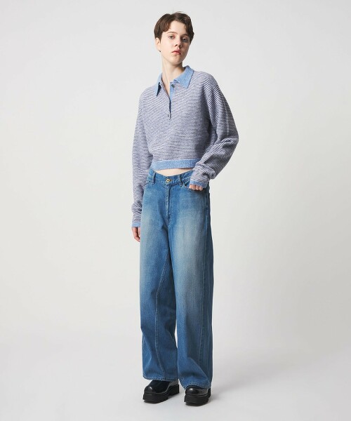 ＜6(ROKU)＞羊駝羊毛尼龍混紡POLO針織