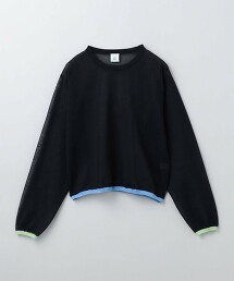 ＜6(ROKU)＞透膚配色線條針織衫