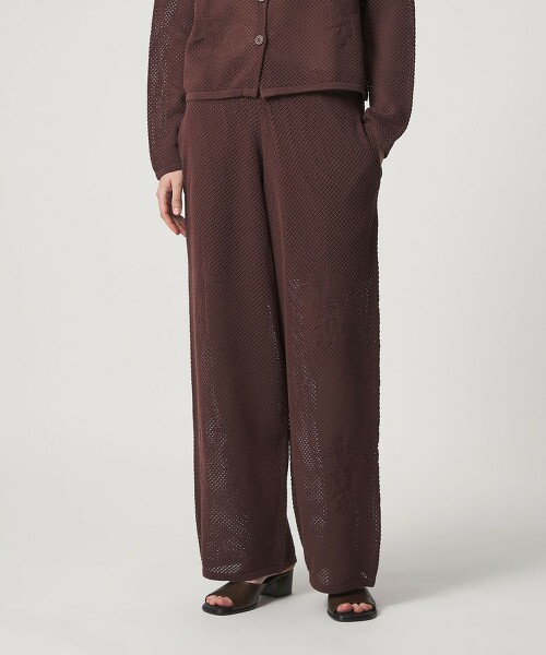 ＜6(ROKU)＞滑板圖案編織網眼長褲