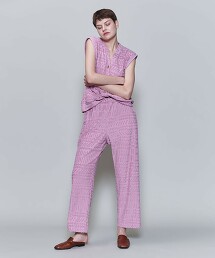 ＜6(ROKU)＞PILE JACQUARD EASY PANTS/褲子 日本製