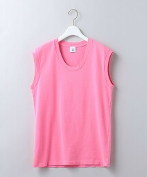 ＜6(ROKU)＞COTTON U NECK NO SLEEVE T-SHIRT/T恤 日本製