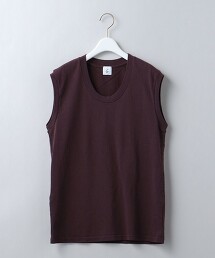 ＜6(ROKU)＞COTTON U NECK NO SLEEVE T-SHIRT/T恤 日本製