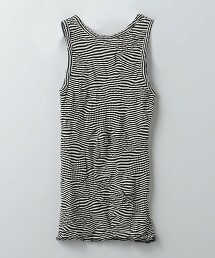 ＜6(ROKU)＞COTTON MIX PATTERN BORDER TANK TOP/坦克背心