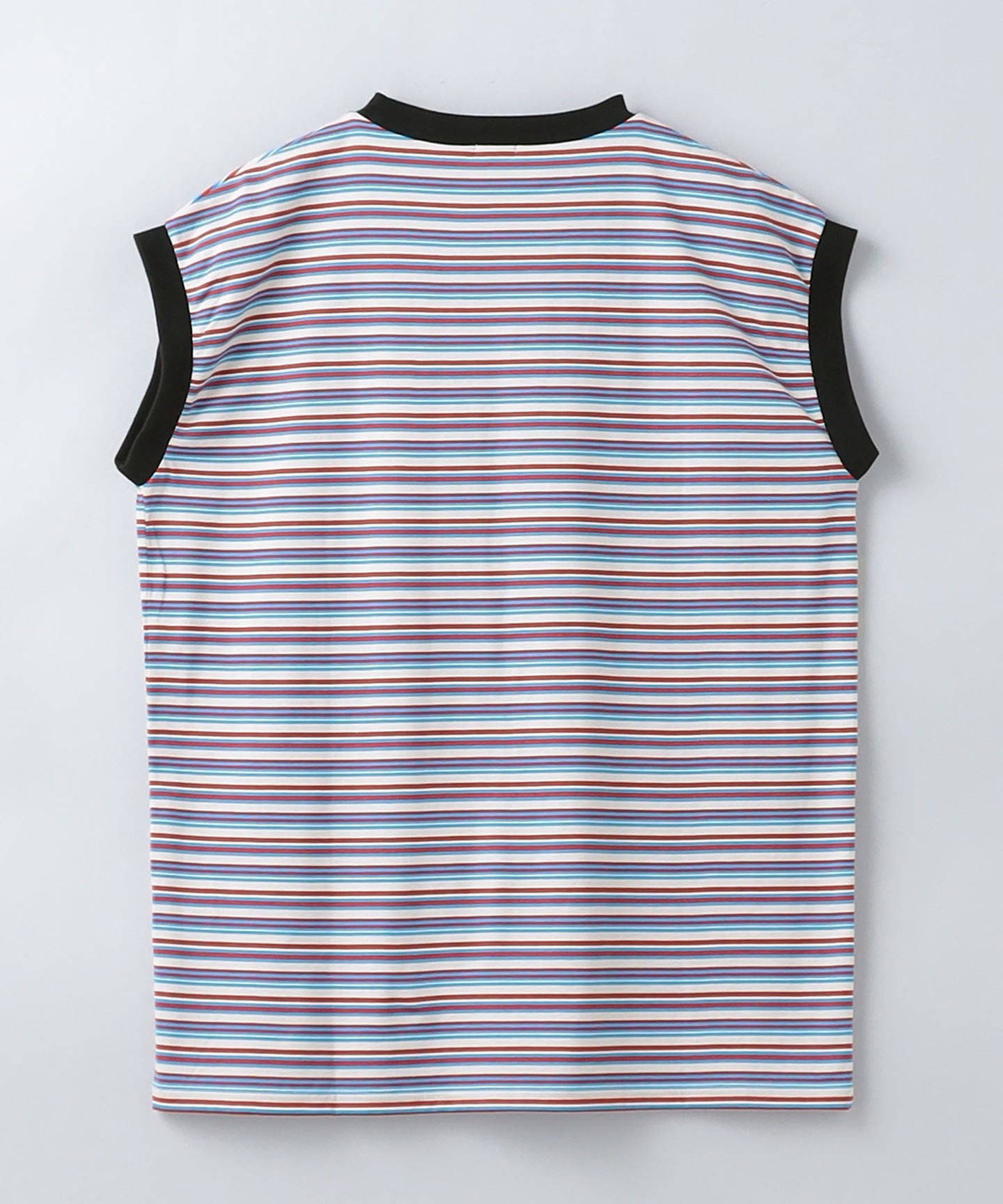 6(ROKU)＞COTTON MULTI BORDER NO SLEEVE T-SHIRT 2023SS/T恤日本製｜6