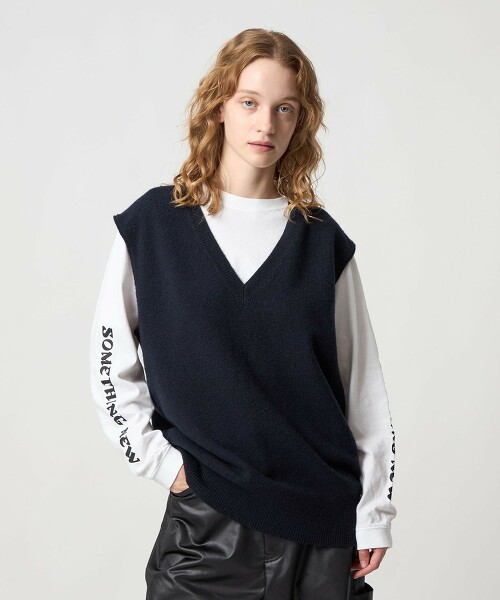 ＜6(ROKU)＞羊毛羊駝背心