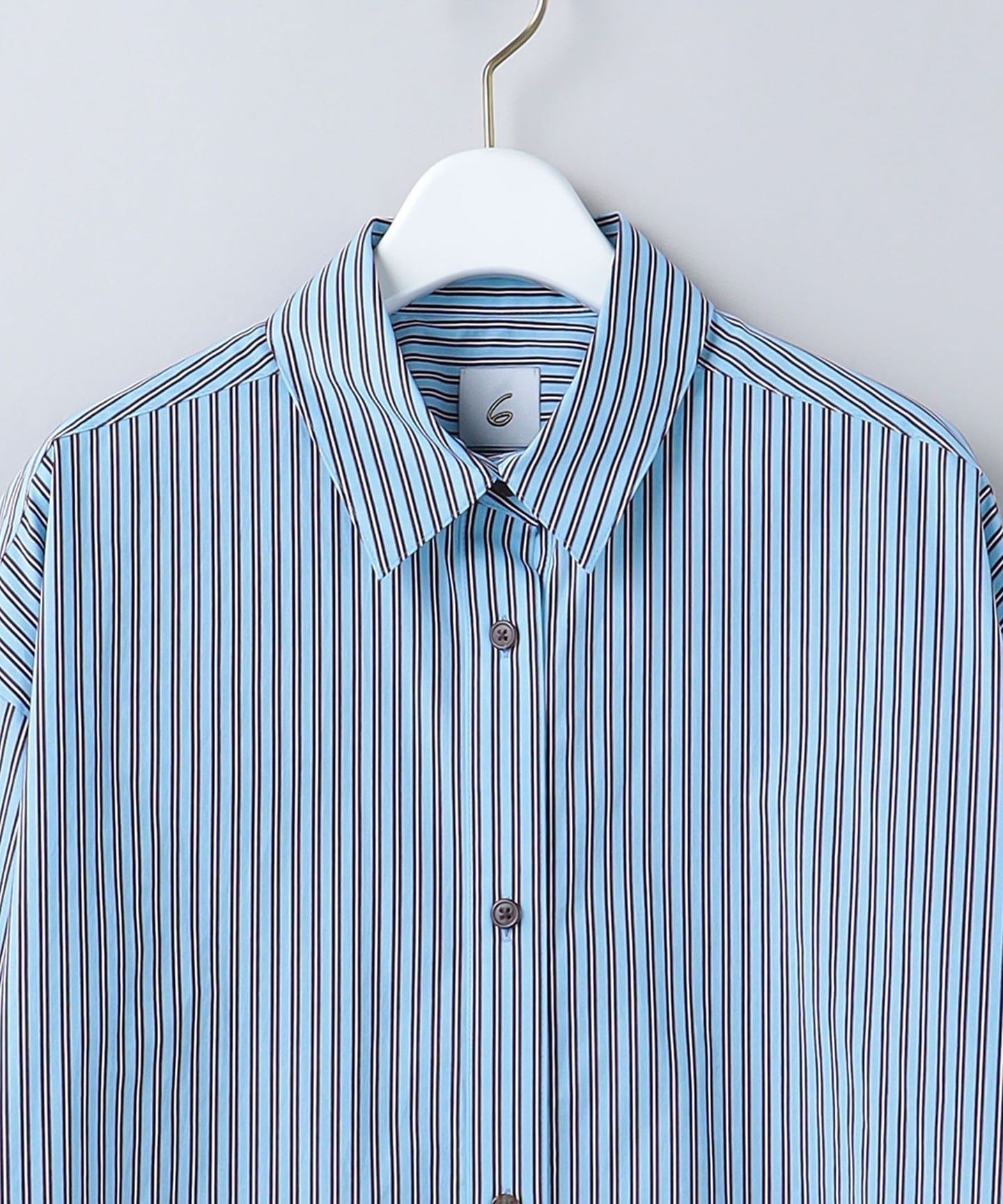 6(ROKU)＞COTTON STRIPE BACK OPEN SHIRT/襯衫日本製｜outlet BEAUTY