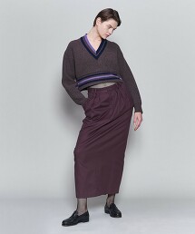 ＜6(ROKU)＞酒紅打摺長裙 日本製