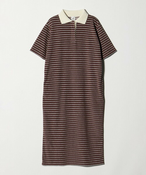＜6(ROKU)＞拉絨橫條紋洋裝 日本製