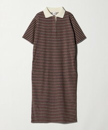 ＜6(ROKU)＞拉絨橫條紋洋裝 日本製