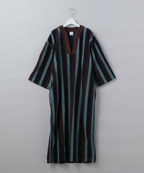 < 6(ROKU)>COTTON PILE STRIPE DRESS/洋裝: 日本製