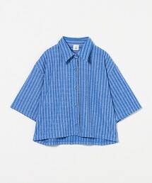＜6(ROKU)＞拉絨緹花條紋襯衫 日本製