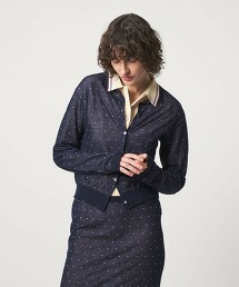 ＜6(ROKU)＞棉尼龍點點緹花開襟衫