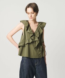 ＜AEWEN MATOPH＞荷葉邊前交叉無袖罩衫