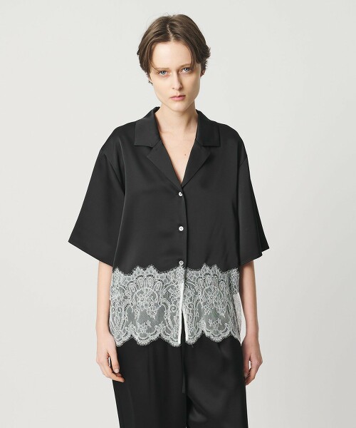 ＜AEWEN MATOPH＞緞面蕾絲拼接罩衫