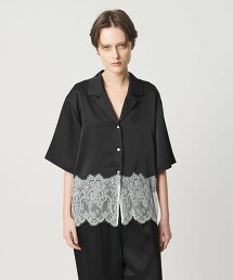 ＜AEWEN MATOPH＞緞面蕾絲拼接罩衫