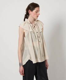 ＜AEWEN MATOPH＞抓皺絲帶無袖罩衫 日本製