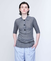＜AEWEN MATOPH＞透膚羅紋POLO針織衫